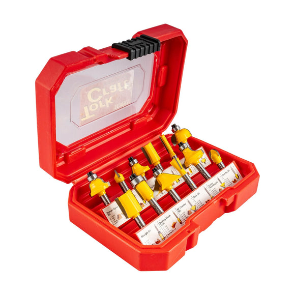 Tork Craft Router Bit Set 12pc 1/4' Shank Hard Case - image 01