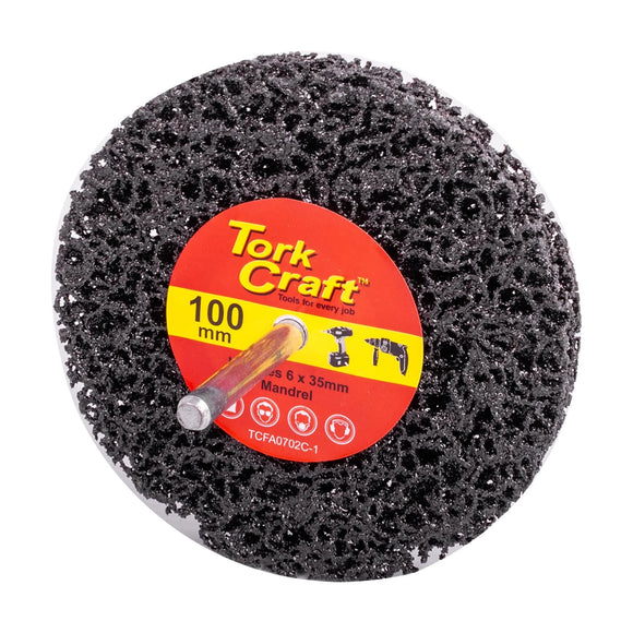 Tork Craft Face Off Disc 100mm Fitted 6mm Mandrel For A Drill - image 01