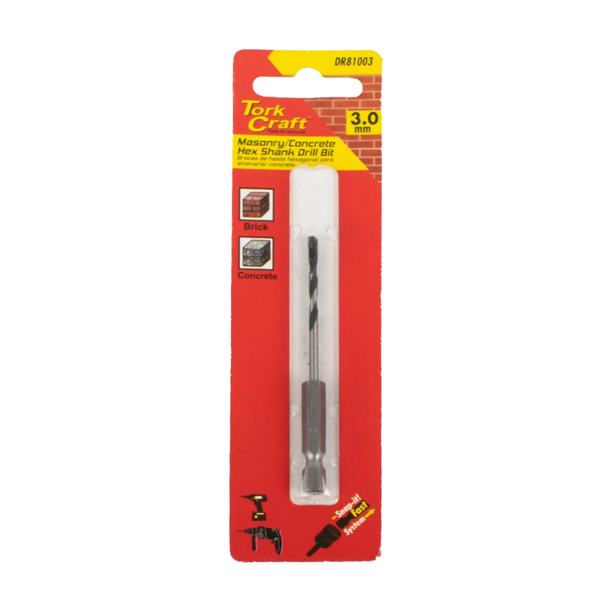 Tork Craft Drill Bit Masonry/Concrete 3.0mm Hex Shank - image 01
