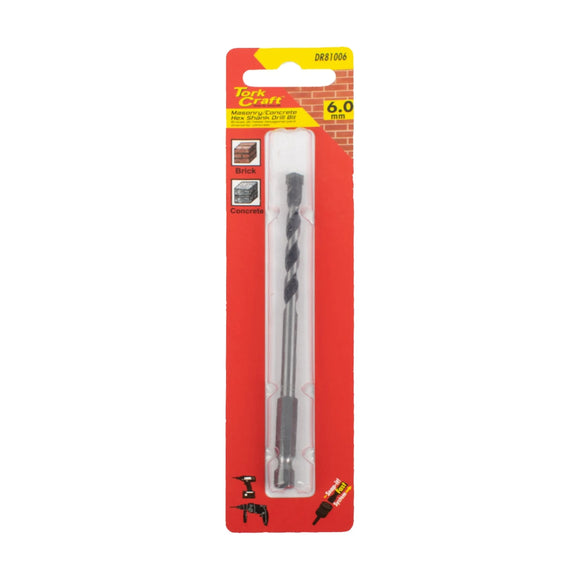 Tork Craft Drill Bit Masonry/Concrete 6.0mm Hex Shank - image 01