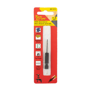 Tork Craft Drill Bit HSS Standard 1.5mm Hex Shank - image 01