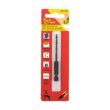 Tork Craft Drill Bit HSS Standard 3.0mm Hex Shank - image 01
