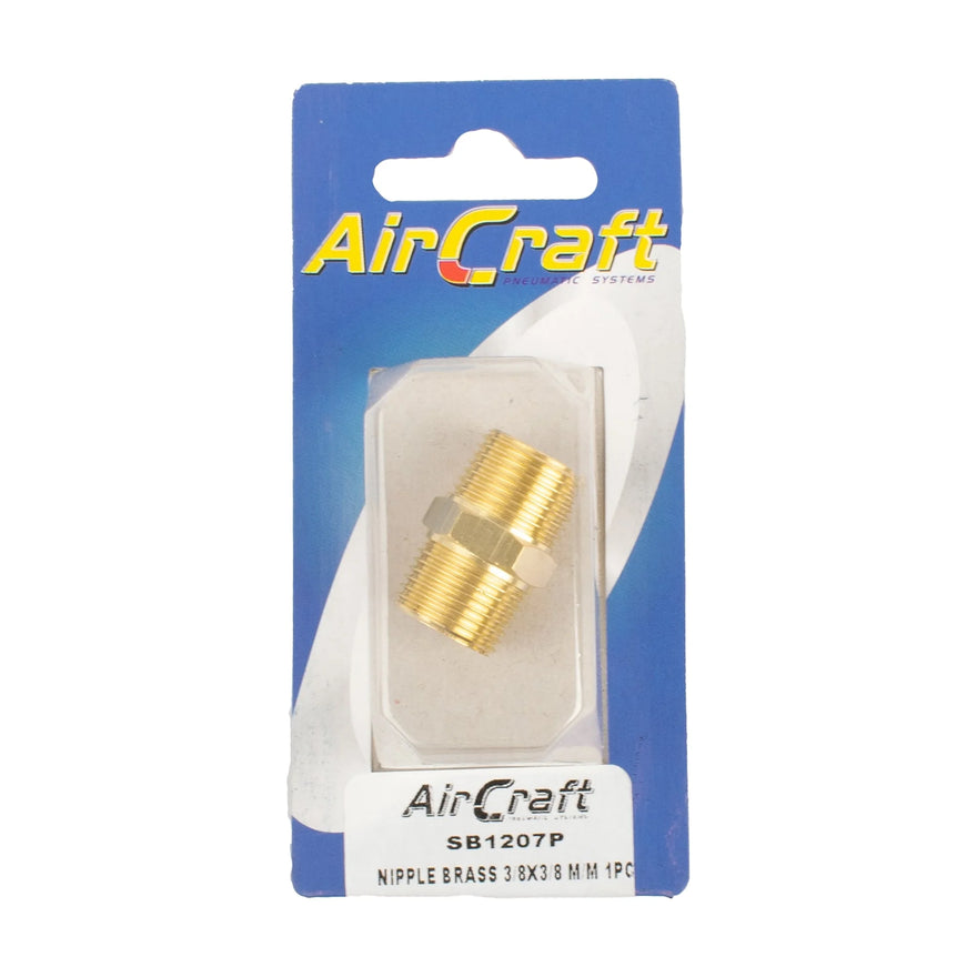 AirCraft Nipple Brass 3/8X3/8 M/M 1Pc Pack - image 01