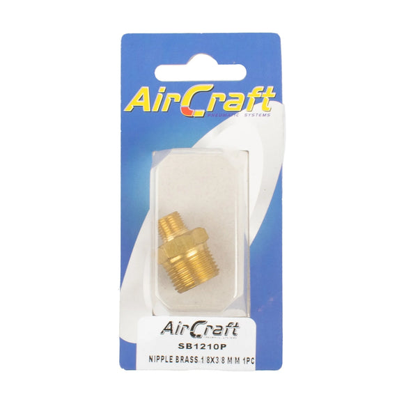 AirCraft Nipple Brass 1/8X3/8 M/M 1Pc Pack - image 01