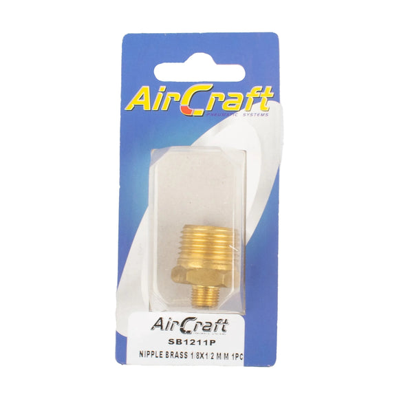 AirCraft Nipple Brass 1/8X1/2 M/M 1Pc Pack - image 01