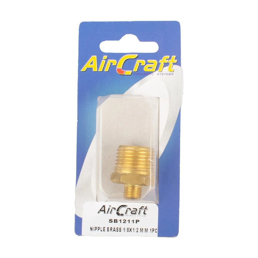 AirCraft Nipple Brass 1/8X1/2 M/M 1Pc Pack - image 01