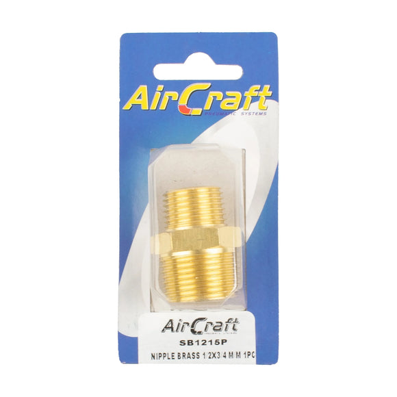 AirCraft Nipple Brass 1/2X3/4 M/M 1Pc Pack - image 01