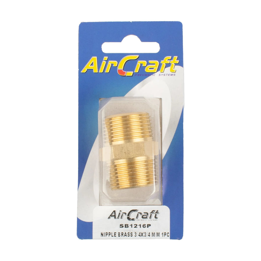 AirCraft Nipple Brass 3/4X3/4 M/M 1Pc Pack - image 01