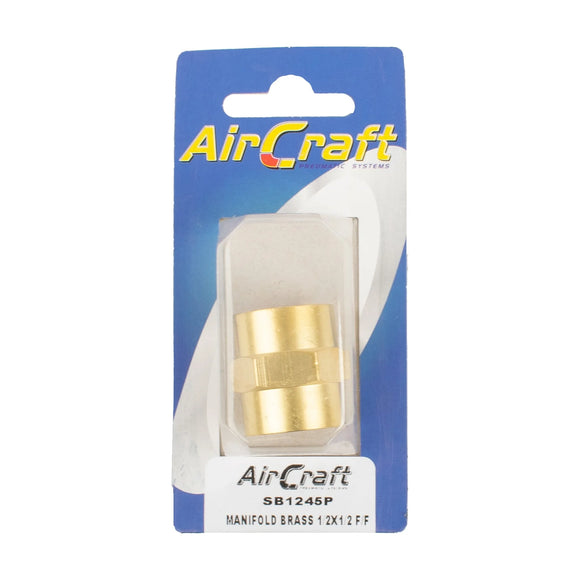 AirCraft Manifold Brass 1/2X1/2 F/F 1Pc Pack - image 01