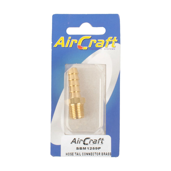 AirCraft Hosetail Connector Brass 1/4M X 10mm1Pc Pack - image 01