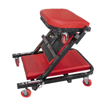Tork Craft Mechanic Creeper/Chair 2-in-1 Metal Frame Cushion 6 Wheel - image 01