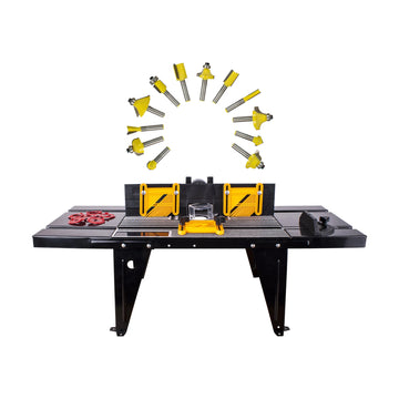 Tork Craft Router Table RT001 with 12pc 1/4 Shank Router Bit Set DY012B - image 01