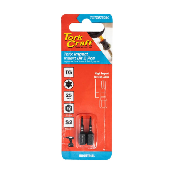 Tork Craft Torx Tx 6 Impact Insert Bit 25mm 2pc - image 01
