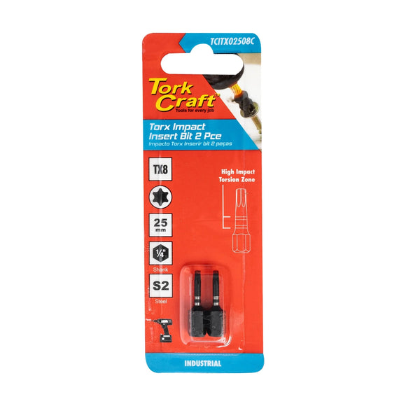 Tork Craft Torx Tx 8 Impact Insert Bit 25mm 2pc - image 01
