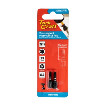 Tork Craft Torx Tx 15 Impact Insert Bit 25mm 2pc - image 01