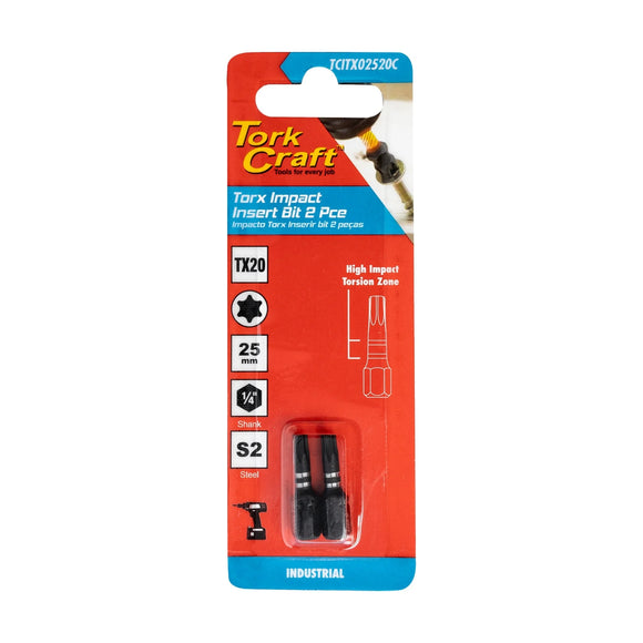 Tork Craft Torx Tx 20 Impact Insert Bit 25mm 2pc - image 01