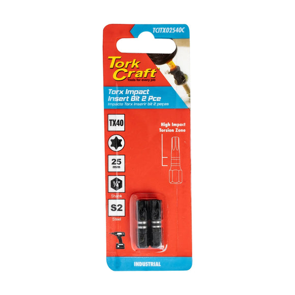 Tork Craft Torx Tx 40 Impact Insert Bit 25mm 2pc - image 01
