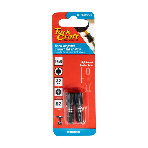 Tork Craft Torx Tx 50 Impact Insert Bit 25mm 2pc - image 01