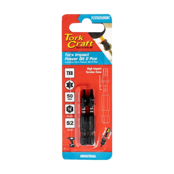 Tork Craft Torx Tx 8 Impact Power Bit 50mm 2pc - image 01