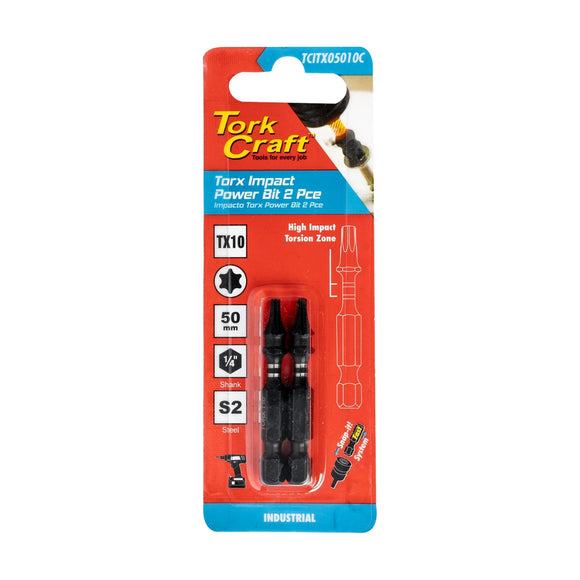 Tork Craft Torx Tx 10 Impact Power Bit 50mm 2pc - image 01