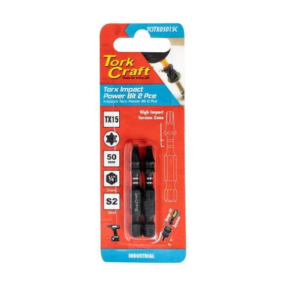 Tork Craft Torx Tx 15 Impact Power Bit 50mm 2pc - image 01