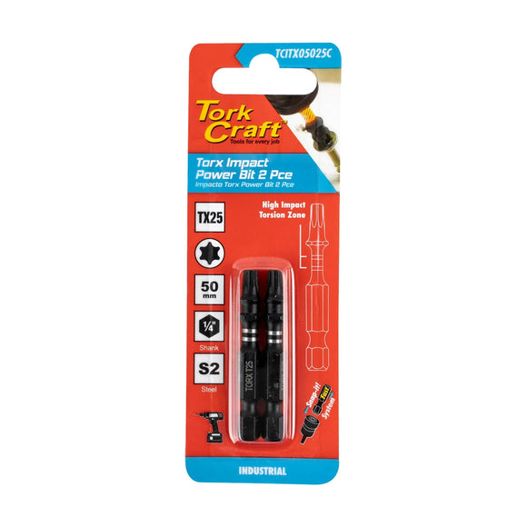 Tork Craft Torx Tx 25 Impact Power Bit 50mm 2pc - image 01