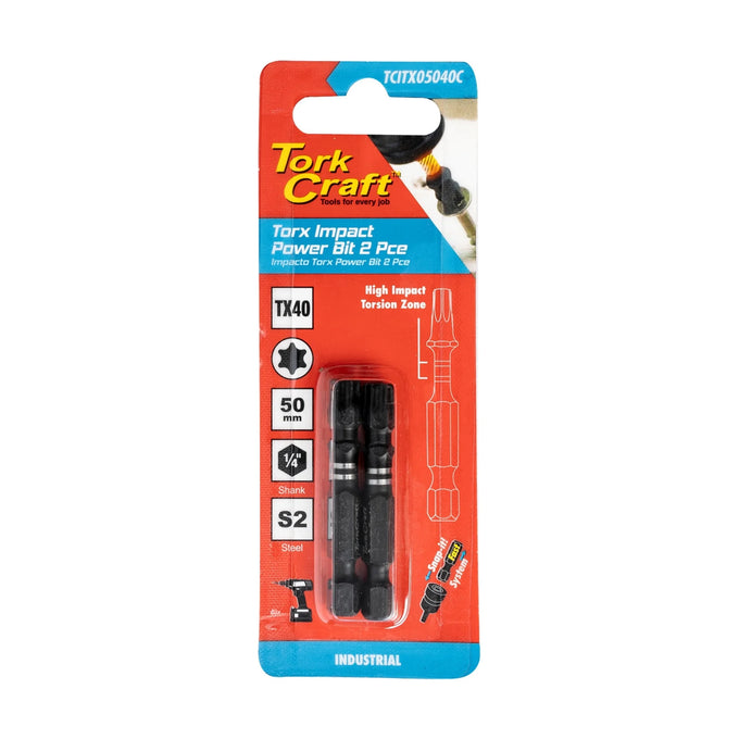 Tork Craft Torx Tx 40 Impact Power Bit 50mm 2pc - image 01