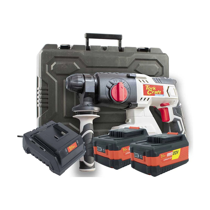 Tork Craft Rotary Hammer SDS 20v TC20190 + Std. Charger. & 2 X 4.0Ah Batteries - image 01