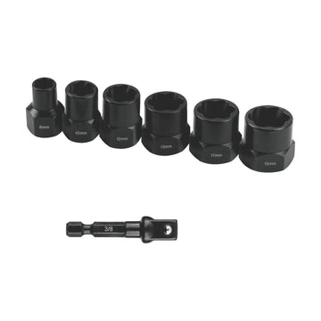 Tork Craft Bolt Extract Set 7pce 8/10/12/13/17/19mm 1pc 50mm 1/4' Socket Adaptor - image 01