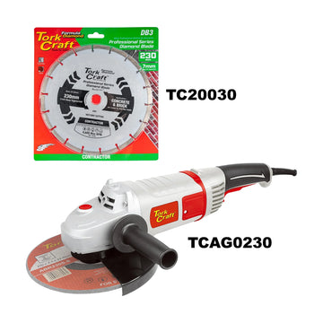 Tork Craft Angle Grinder 230mm TCAG0230 + DB3 Segmented Diamond Blade - image 01