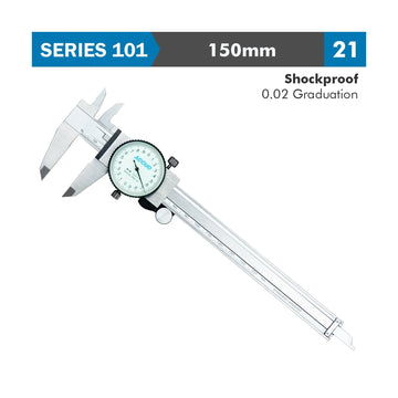 Accud Dial Caliper 150mm 0.03mm Accuracy 0.02mm Graduation Stainless Steel Shockproof - image 01