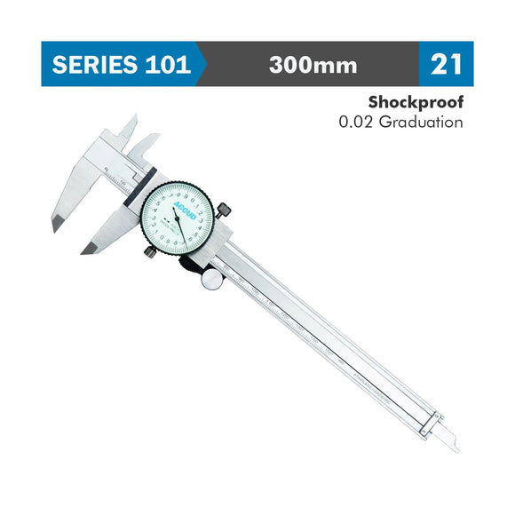 Accud Dial Caliper 300mm 0.04mm Accuracy 0.02mm Graduation Stainless Steel Shockproof - image 01