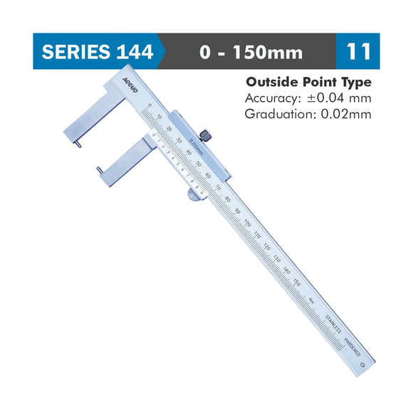 Accud Vernier Caliper 150mm 0.04mm Accuracy Outside Point 0.02mm Graduation Stainless Steel - image 01