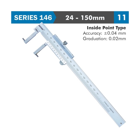 Accud Vernier Caliper 24-150mm 0.04mm Accuracy 0.02mm Graduation Inside Point Stainless Steel - image 01