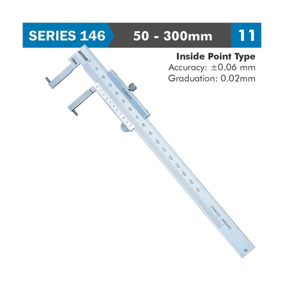 Accud Vernier Caliper 50-300mm 0.06mm Accuracy 0.02mm Graduation Inside Point Stainless Steel - image 01