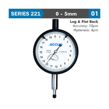 Accud Dial Indicator 5mm 0.001mm Graduation Lug & Flat Back - image 01