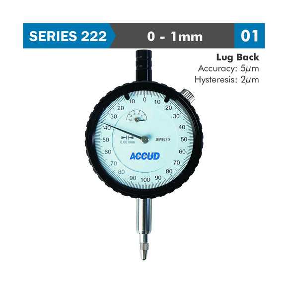 Accud Dial Indicator 1mm 0.001mm Graduation Lug Back - image 01