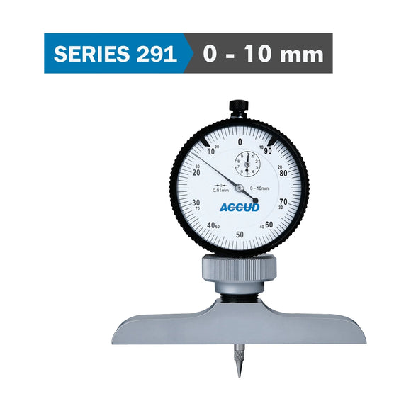 Accud Dial Depth Gauge 10mm 0.01mm Graduation 63 x 17mm Base - image 01