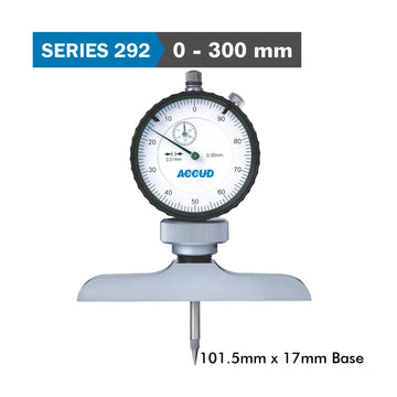 Accud Dial Depth Gauge 300mm 0.01mm Graduation 101.5 x 17mm Base - image 01