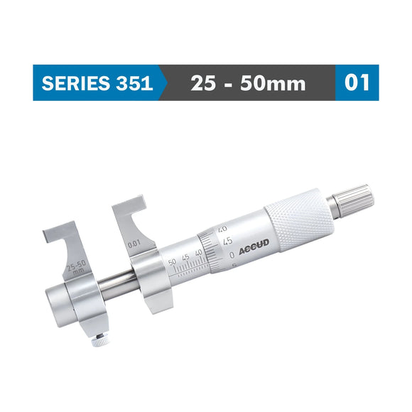 Accud Inside Micrometer 25-50mm with Setting Ring 0.008mm Accuracy 0.01mm Graduation - image 01