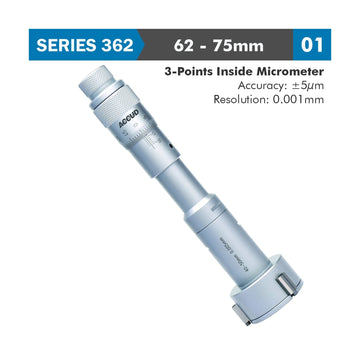 Accud 3-Point Inside Micrometer 62-75mm 0.005mm Accuracy 0.005mm Graduation - image 01