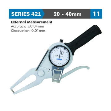Accud External Dial Caliper Gauge 20-40mm 0.04mm Accuracy 0.01mm Graduation Jaw Length 60 - image 01