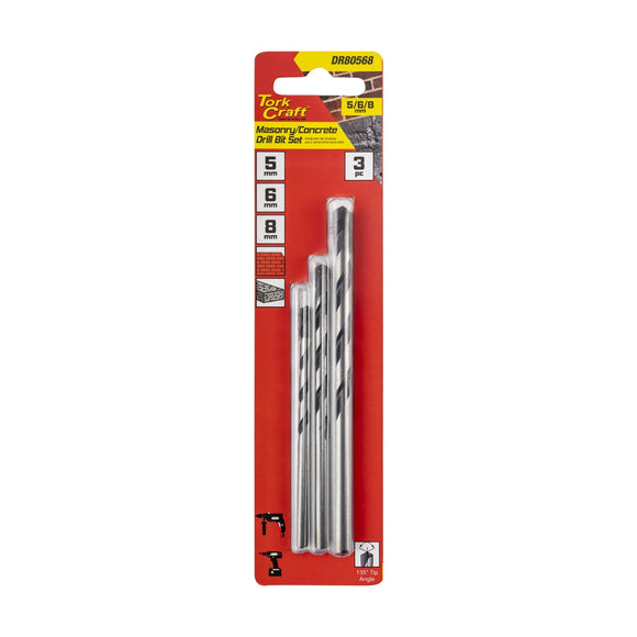 Tork Craft Drill Bit Masonry/Concrete 3pc Set 5-6-8mm - image 01