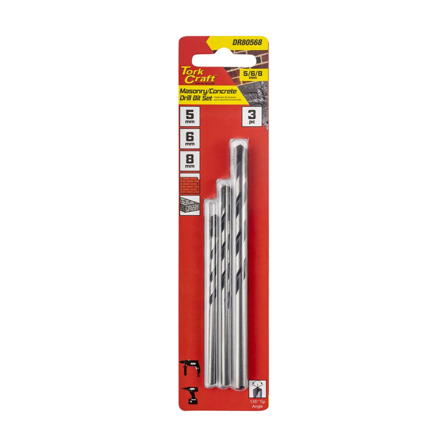 Tork Craft Drill Bit Masonry/Concrete 3pc Set 5-6-8mm - image 01