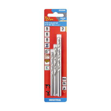 Tork Craft Drill Bit HSS 3pc Set 5-6-8mm Industrial 135 Ground - image 01