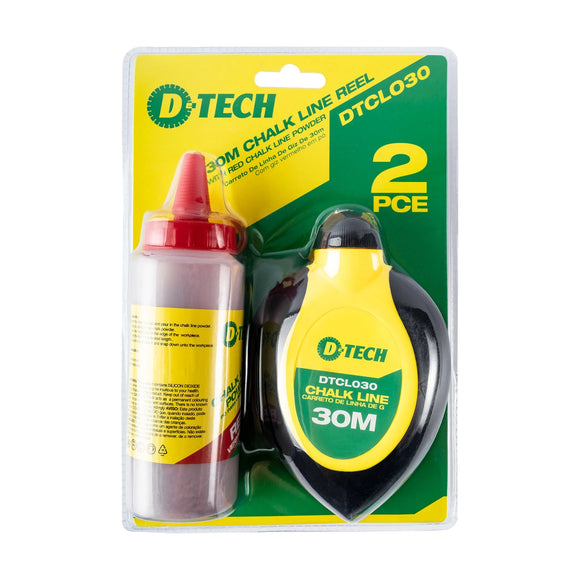 D-Tech Chalk Line 30m Reel ABS Shell Red Powder Heavy Duty - image 01