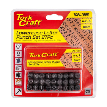 Tork Craft Letter Punch Set 8mm (a-z) Lower Case 27pc Black Finish - image 01