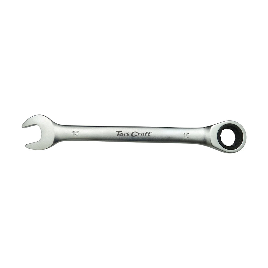 Tork Craft Combination Ratchet Wrench 15mm Fixed Head Spanner - image 01