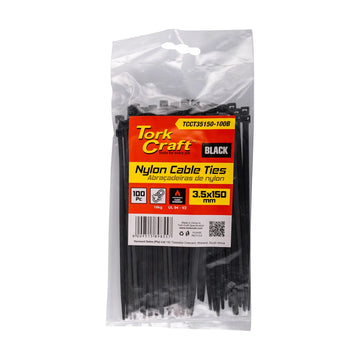 Tork Craft Nylon Cable Ties 3.5mm X 150mm Black 100pc - image 01
