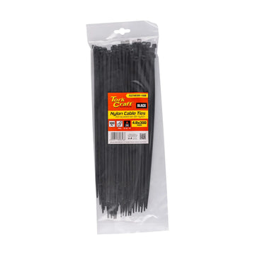 Tork Craft Nylon Cable Ties 4.8mm X 300mm Black 100pc - image 01